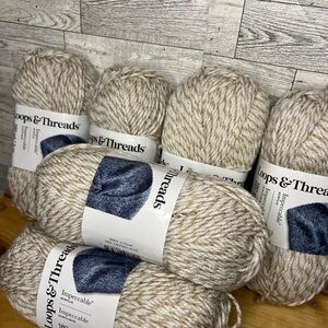 Loops & Threads Impeccable Yarn - Cream Tweed (6 Skeins) color sand mouline Lot